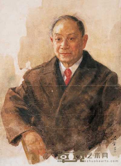 哈定 1985年作 张充仁肖像 56.5×42cm